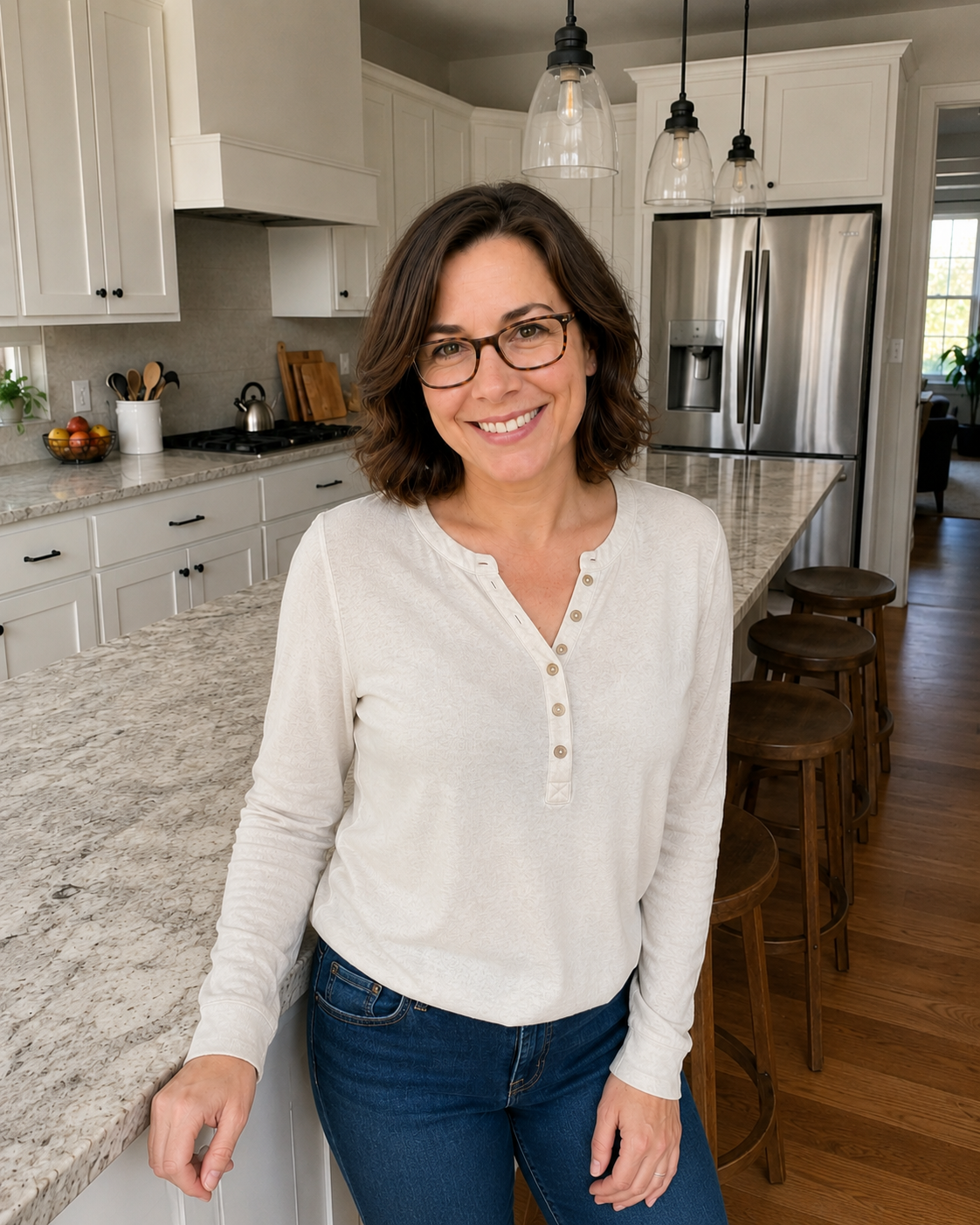 Diana, founder of The Nourish Way, standing in her kitchen